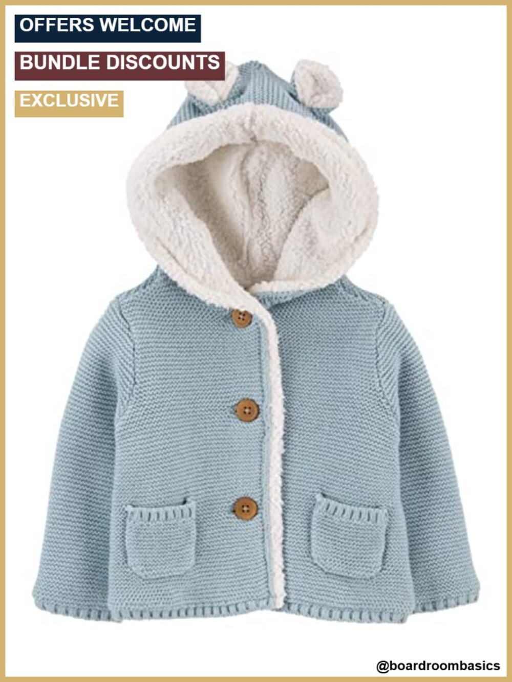 Carter's Baby Sherpa-Lined Hooded Cardigan Jacket Button Front